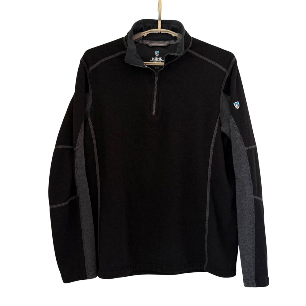 Kuhl Revel 1/4 Zip Fleece Pullover Sweater Black Charcoal Mens Medium 3007